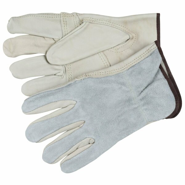 Mcr Safety Gloves, Econ Patch Grain Drvr/Splt Back Key Thb, XXL, 12PK 32055XXL